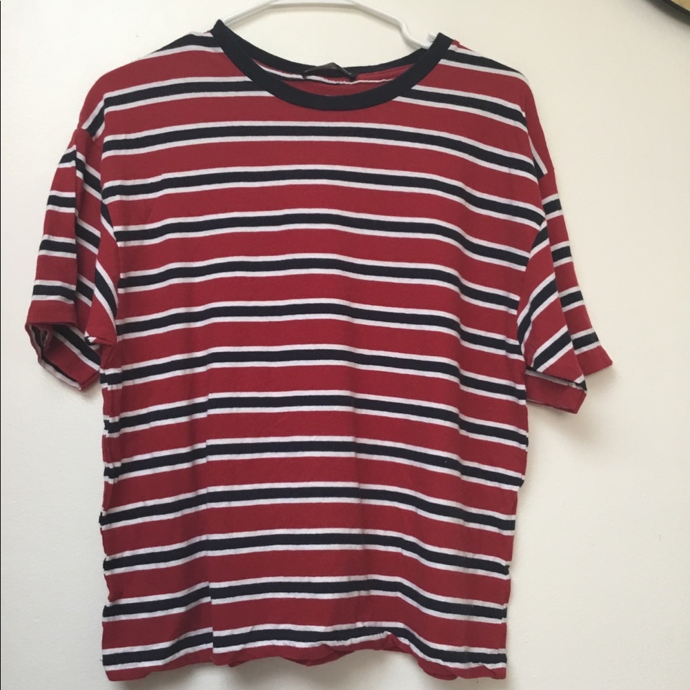 Brandy Melville red navy white striped Aleena tee - Picture 2 of 3